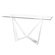 Rigel Glass Stainless Steel Console Table   Nicholas John Interiors