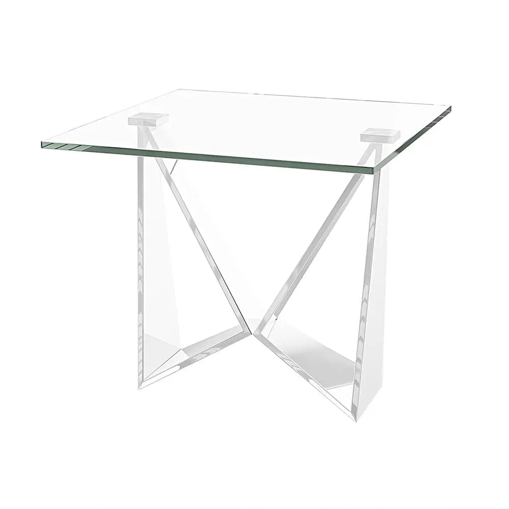 Rigel Glass Stainless Steel Side Table Nicholas John Interiors NJ Living