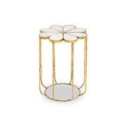 Riyan Petal Side Table With Marble Top Side Table