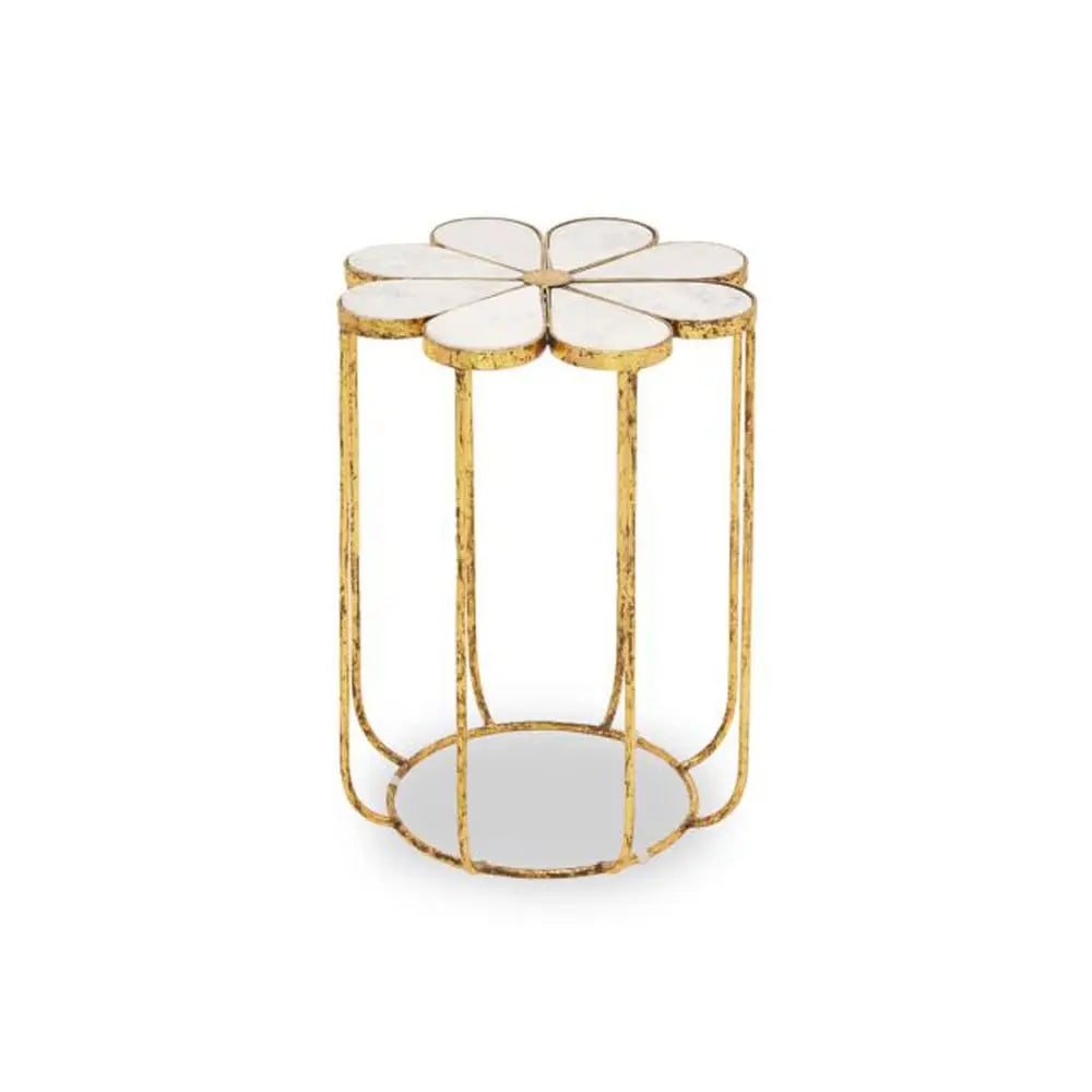 Riyan Petal Side Table With Marble Top Side Table