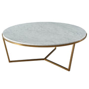 Theodore Alexander Fisher Large Round Coffee Table in Marble & Brass