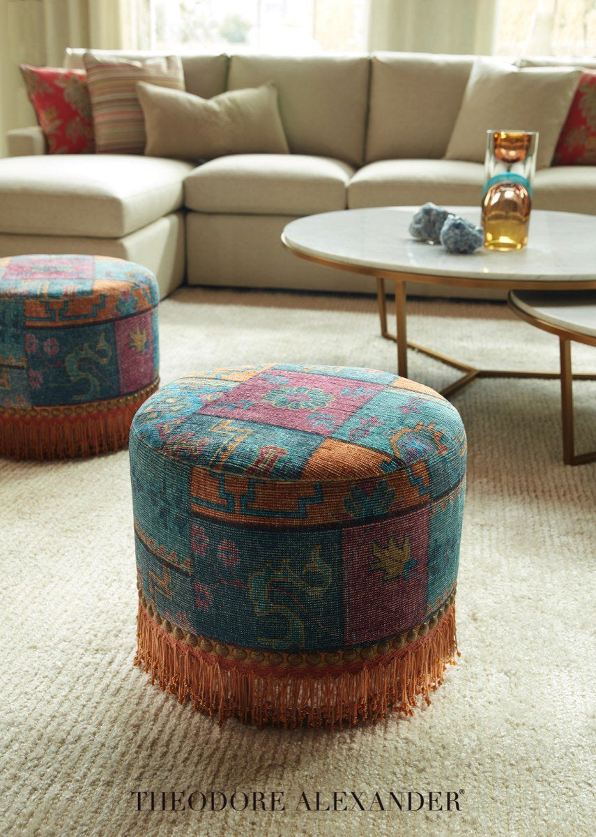 Theodore Alexander Fisher Large Round Coffee Table in Marble & Brass