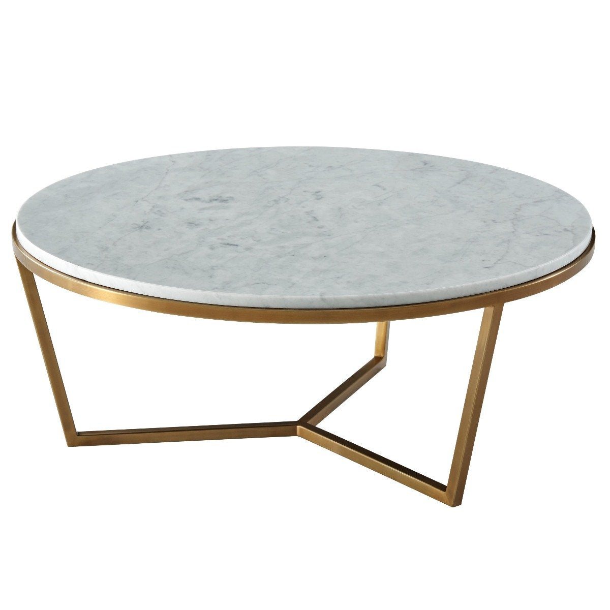 Theodore Alexander Fisher Small Round Coffee Table in Marble & Brass