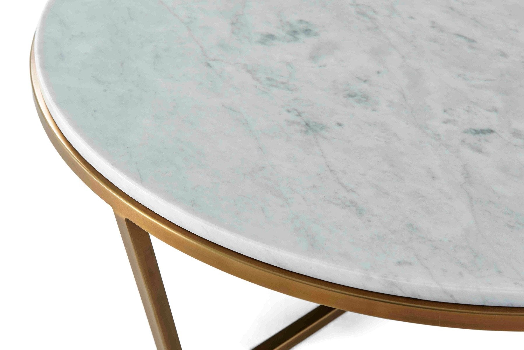 Theodore Alexander Fisher Small Round Coffee Table in Marble & Brass