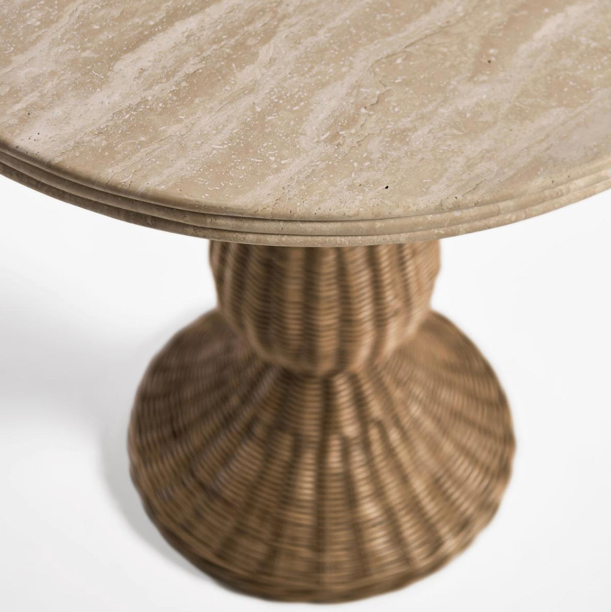 Jonathan Charles Palm Court Round Travertine Side Table