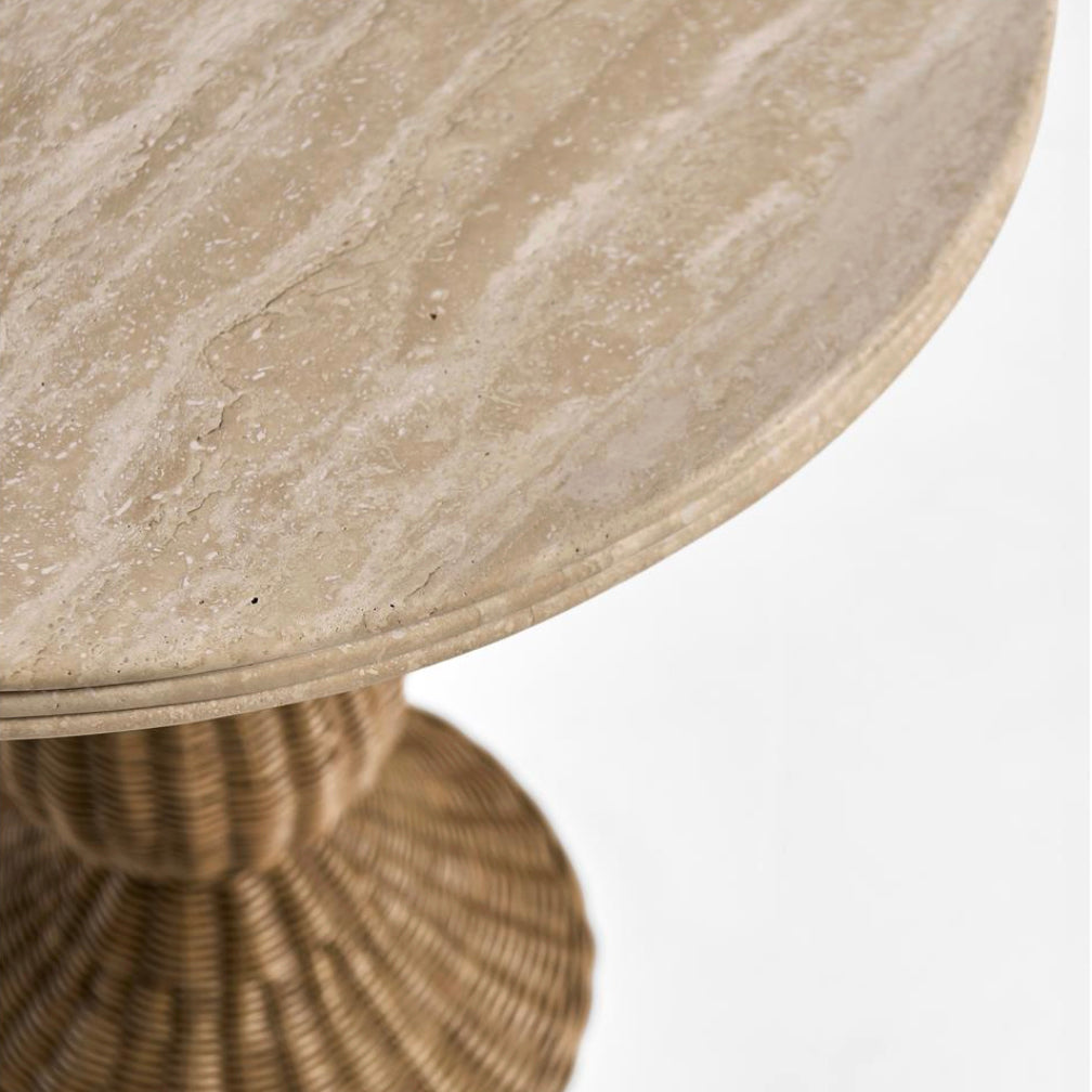 Jonathan Charles Palm Court Round Travertine Side Table