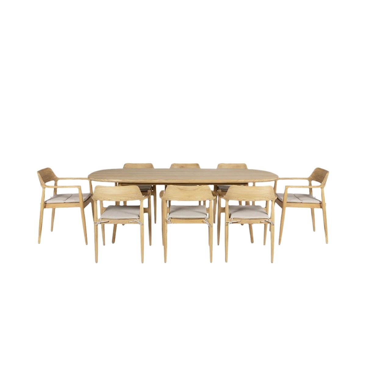 Salita Outdoor 8 Seater Dining Set in Natural Wood & Oatmeal - Pacific Lifestyle Outdoor Dining Sets