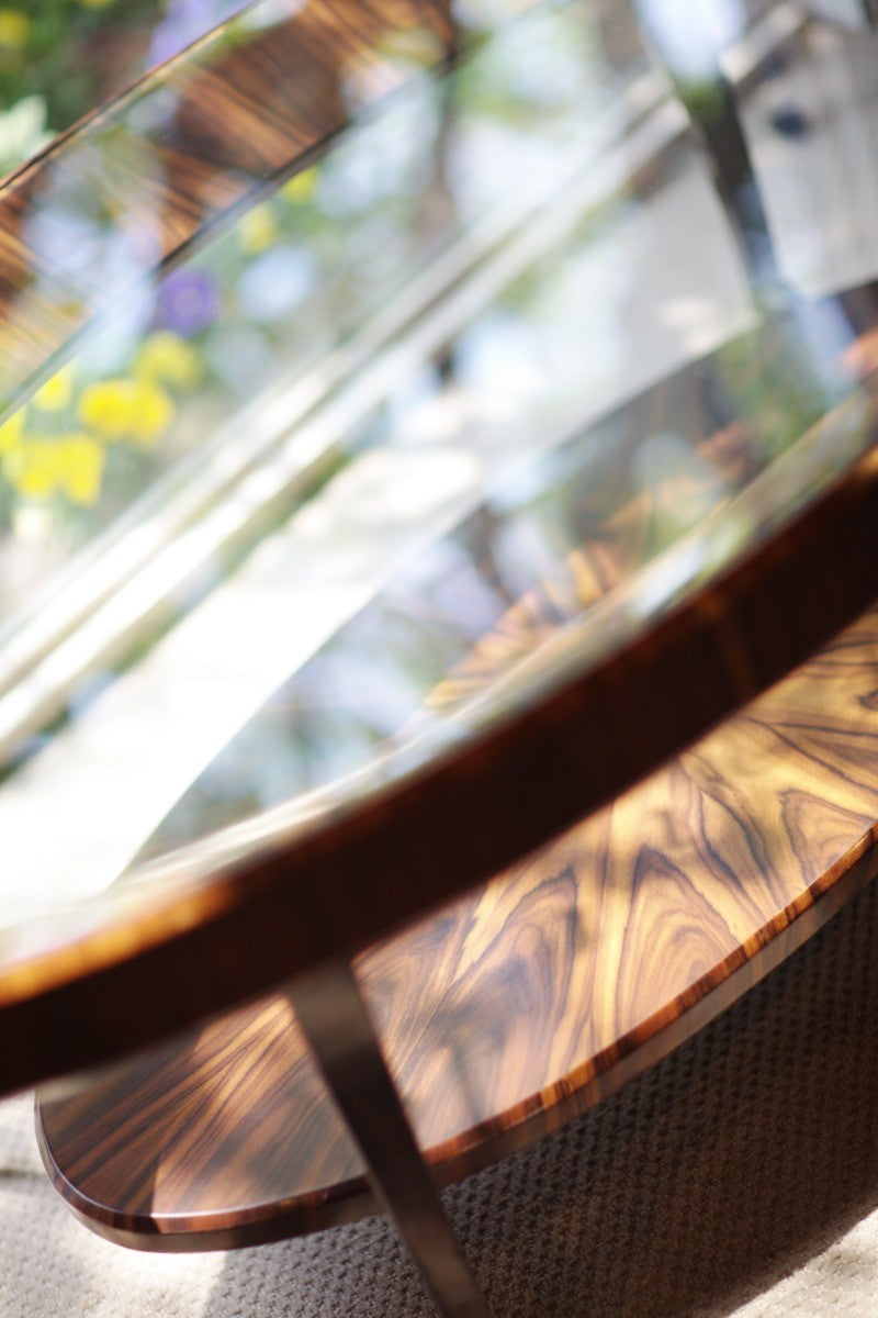 Jonathan Charles Oval Coffee Table Glass Topped High Lustre