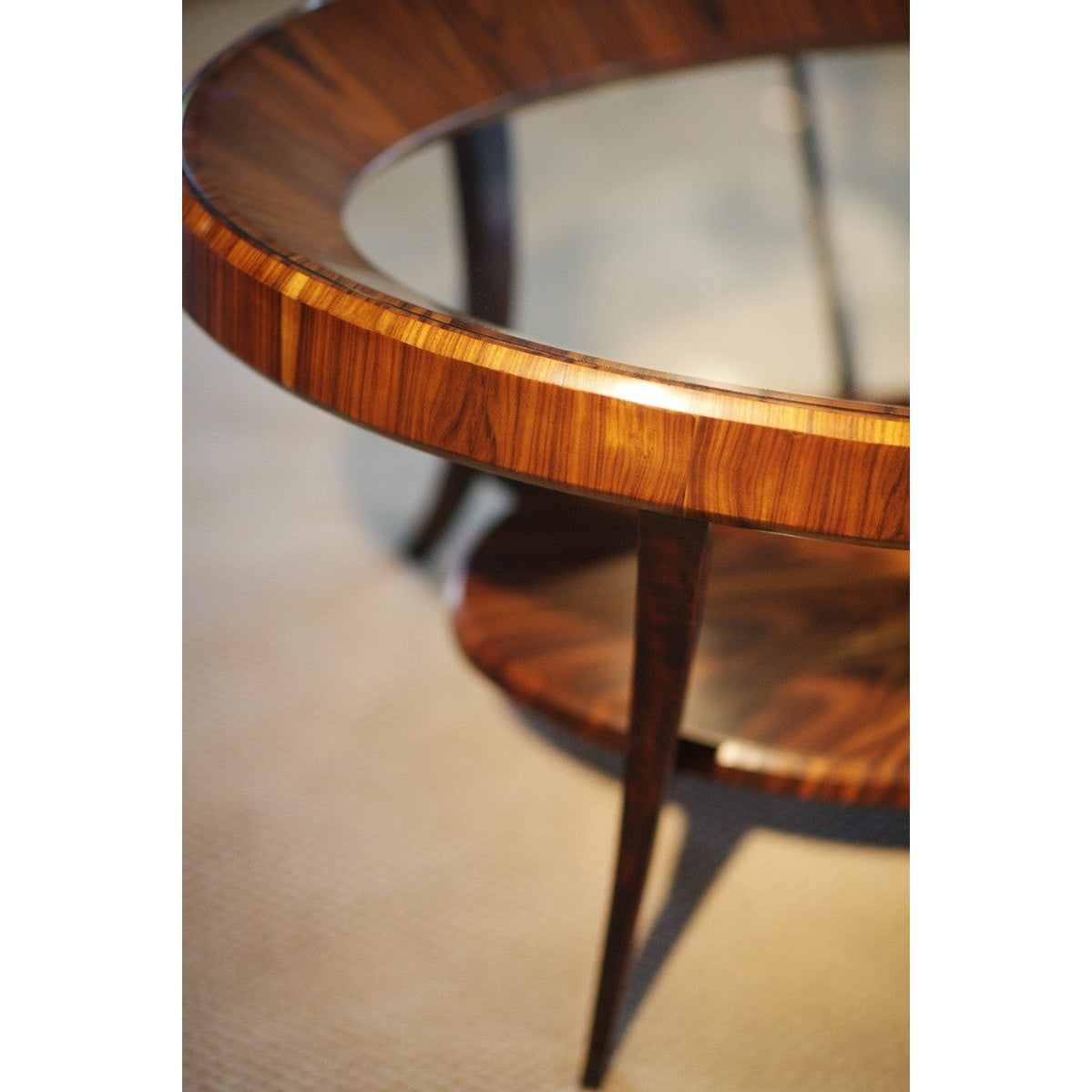 Jonathan Charles Oval Coffee Table Glass Topped High Lustre