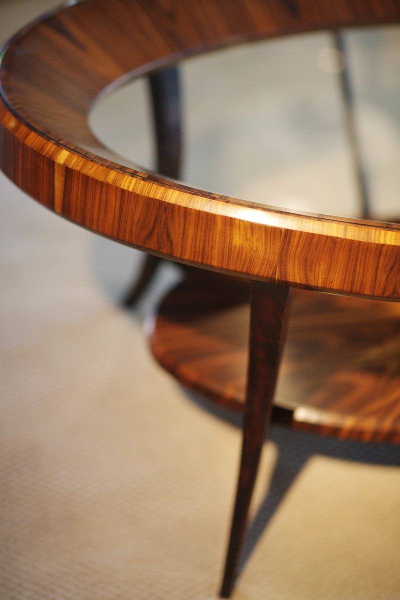 Jonathan Charles Oval Coffee Table Glass Topped High Lustre