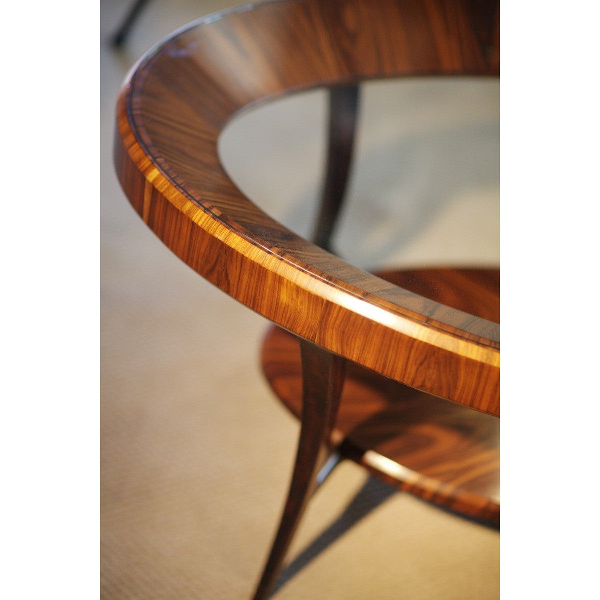 Jonathan Charles Oval Coffee Table Glass Topped High Lustre