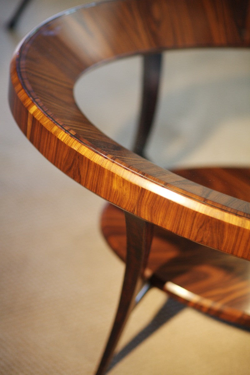 Jonathan Charles Oval Coffee Table Glass Topped High Lustre
