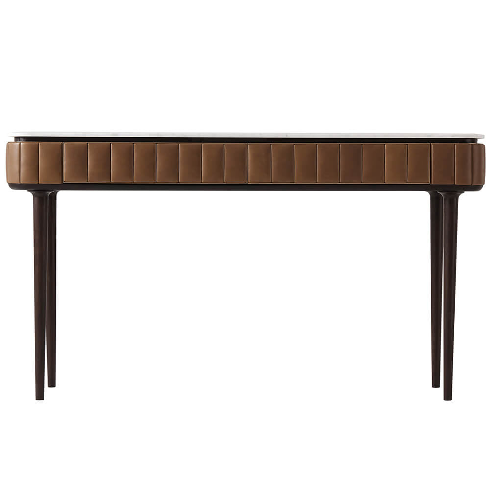 Theodore Alexander Table Billowy Console in Carrara Marble