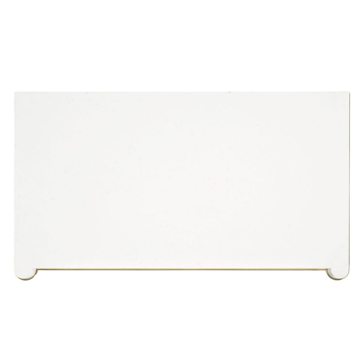 Top-down view of smooth ivory finish and continuous gold trim on chest of drawers