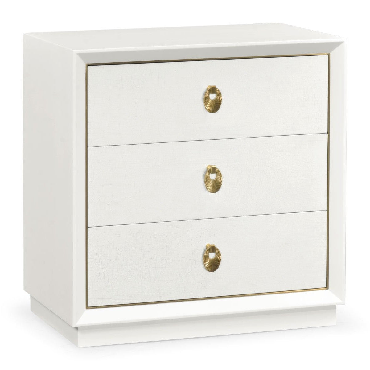 Jonathan Charles Small Chest of Three Drawers Crackle Ceramic Lacquer