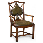Jonathan Charles Armchair Spade Playing Card in English Green Leather