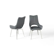 Spinara Set of 2 Swivel Leather Dining Chairs – Faux Leather & Stainless Steel   Nicholas John Interiors