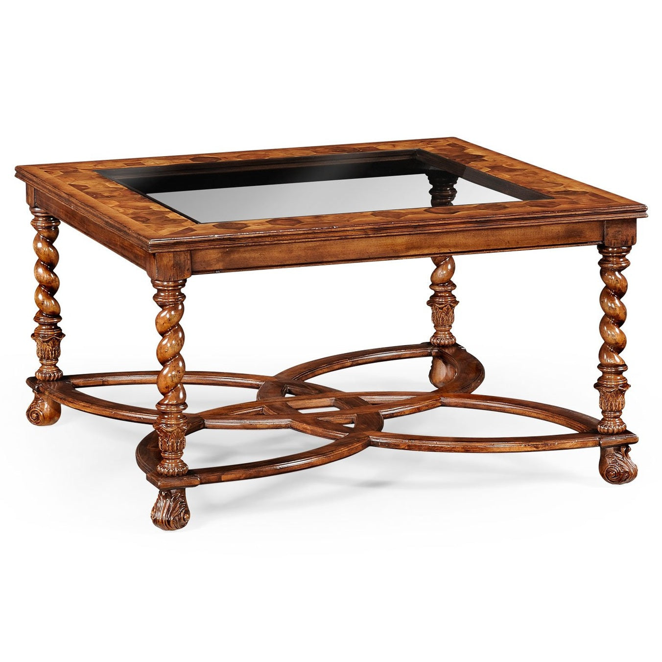 Jonathan Charles Small Square Coffee Table Oyster - Glass Top
