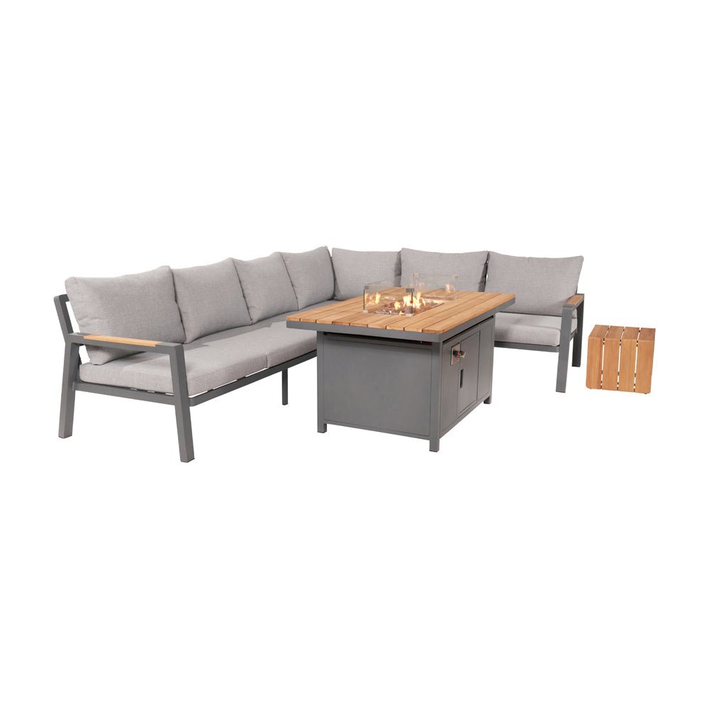 Stockholm Anthracite Outdoor Corner Seating Set including Fire Pit Table - Pacific Lifestyle Nicholas John Interiors