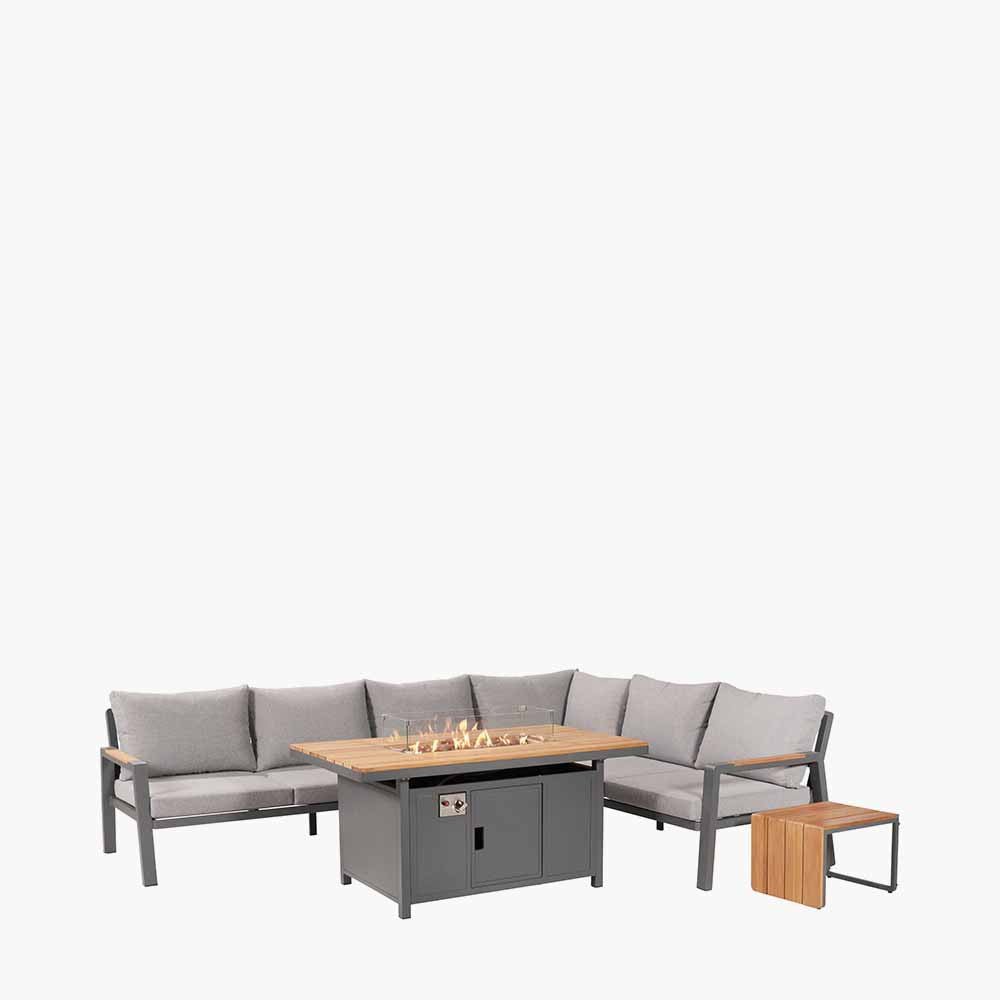 Stockholm Anthracite Outdoor Corner Seating Set including Fire Pit Table - Pacific Lifestyle Nicholas John Interiors