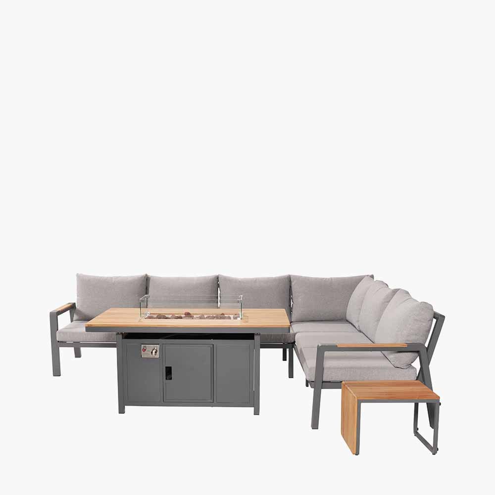 Stockholm Anthracite Outdoor Corner Seating Set including Fire Pit Table - Pacific Lifestyle Nicholas John Interiors