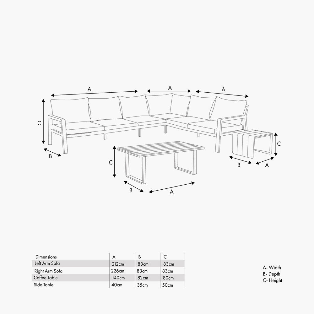 Stockholm Anthracite Outdoor Corner Seating Set including Fire Pit Table - Pacific Lifestyle Nicholas John Interiors