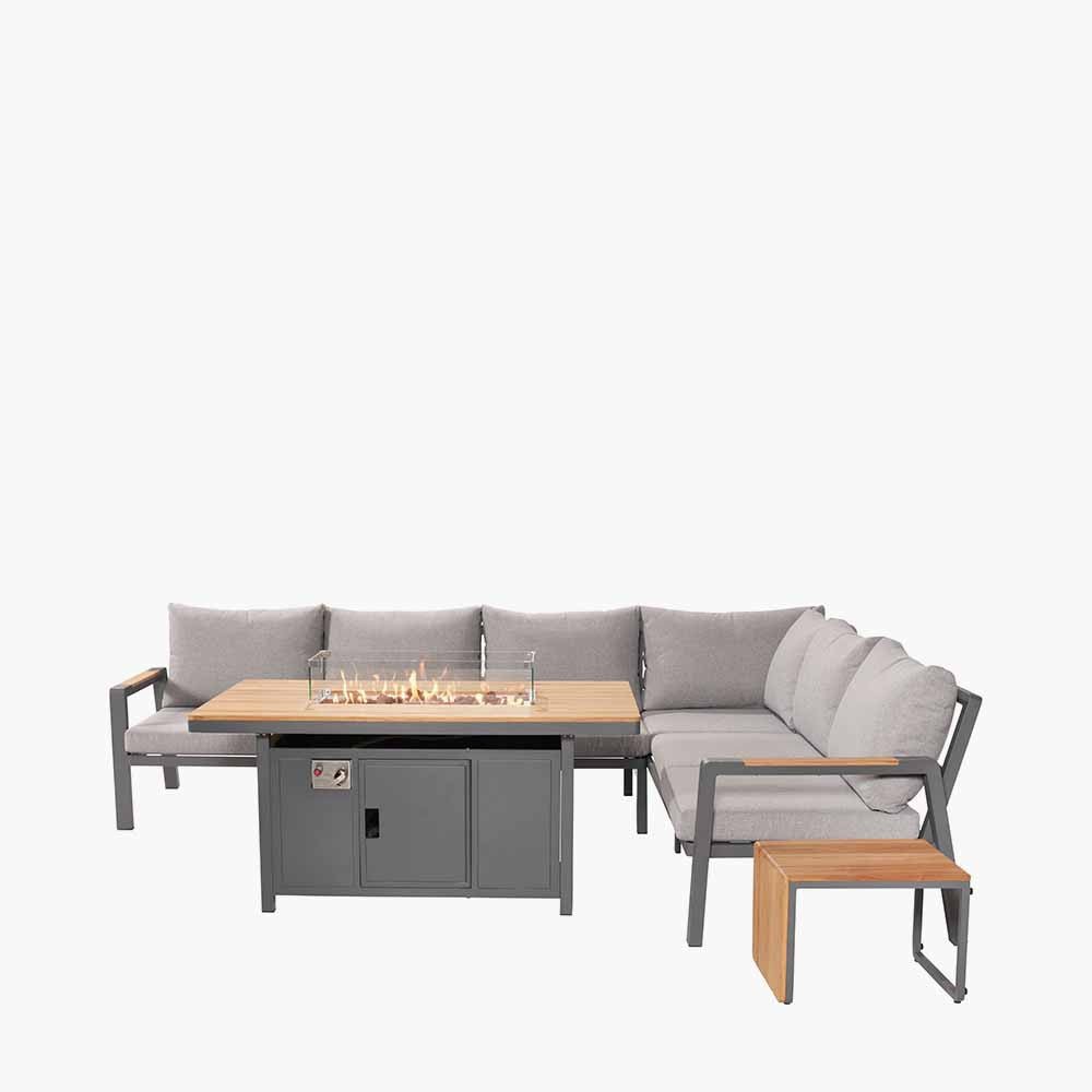 Stockholm Anthracite Outdoor Corner Seating Set including Fire Pit Table - Pacific Lifestyle Nicholas John Interiors