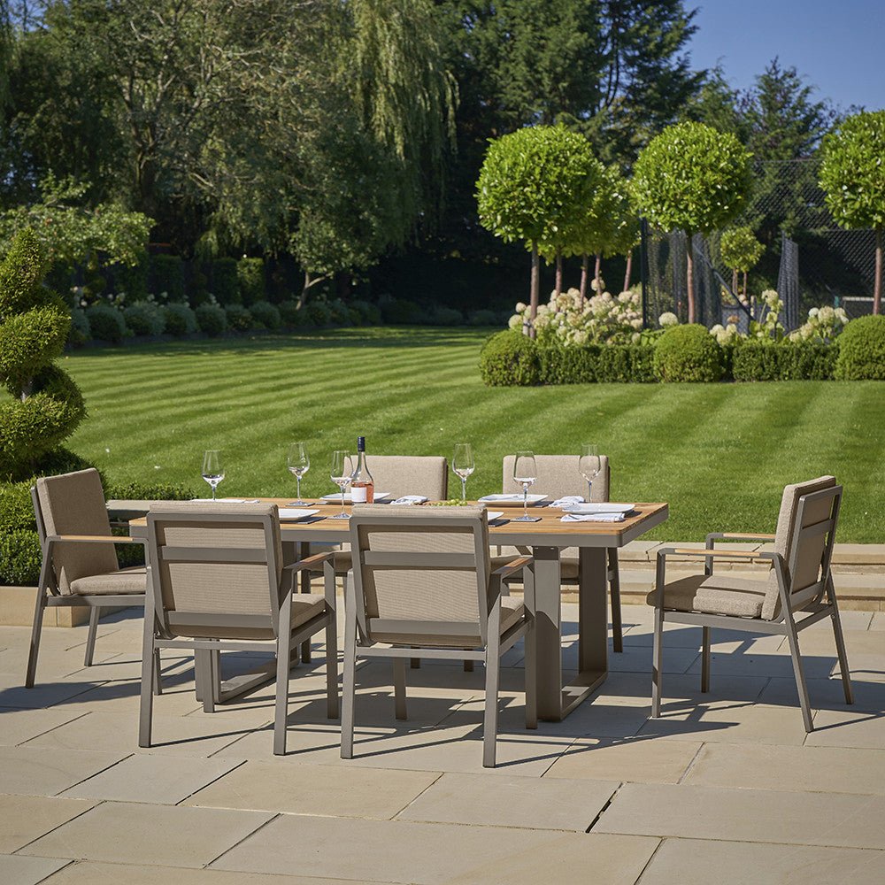 Stockholm Outdoor 6 Seater Dining Set in Limestone - Pacific Lifestyle Outdoor Dining Sets