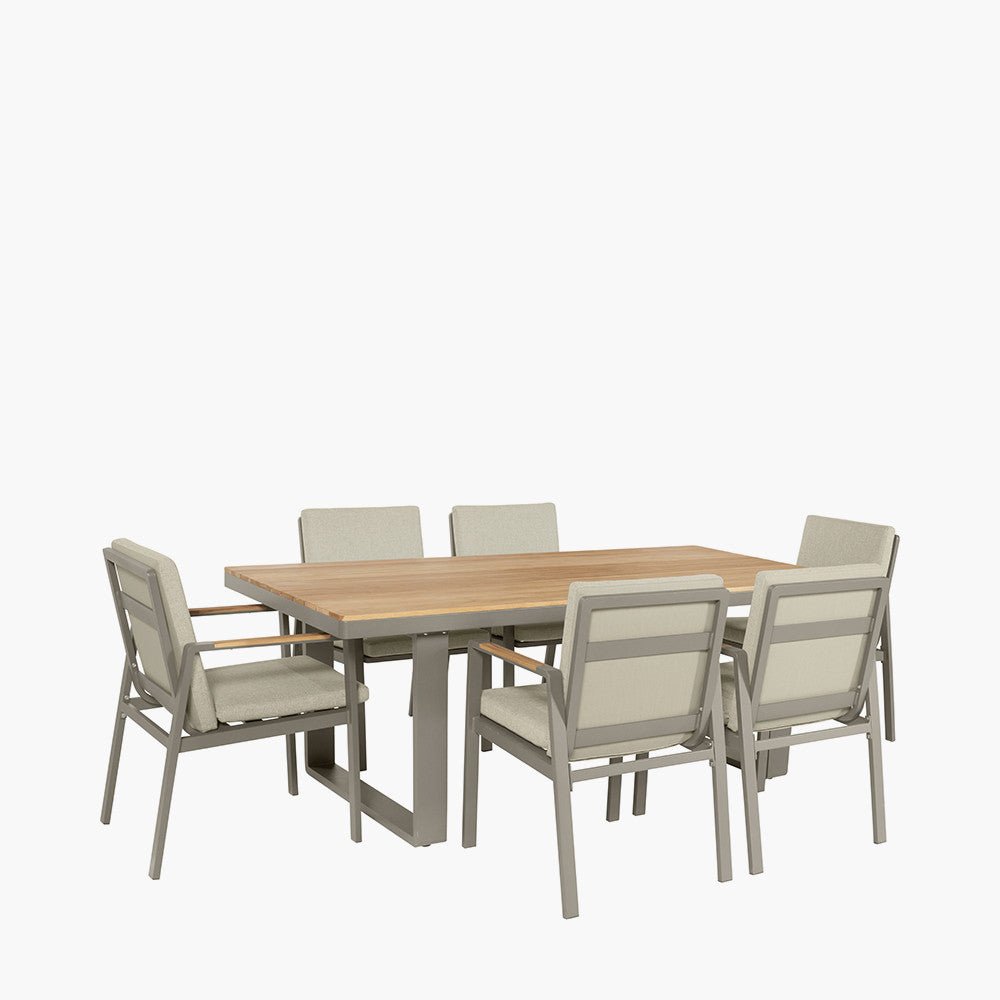 Stockholm Outdoor 6 Seater Dining Set in Limestone - Pacific Lifestyle Nicholas John Interiors
