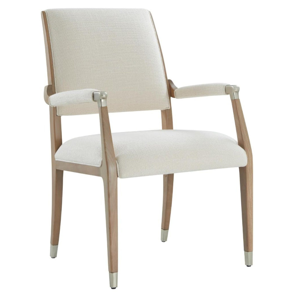 Theodore Alexander Chair Origins Wooden Upholstered Dining Arm in Sesame