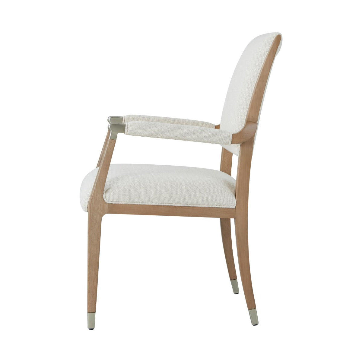 Theodore Alexander Chair Origins Wooden Upholstered Dining Arm in Sesame