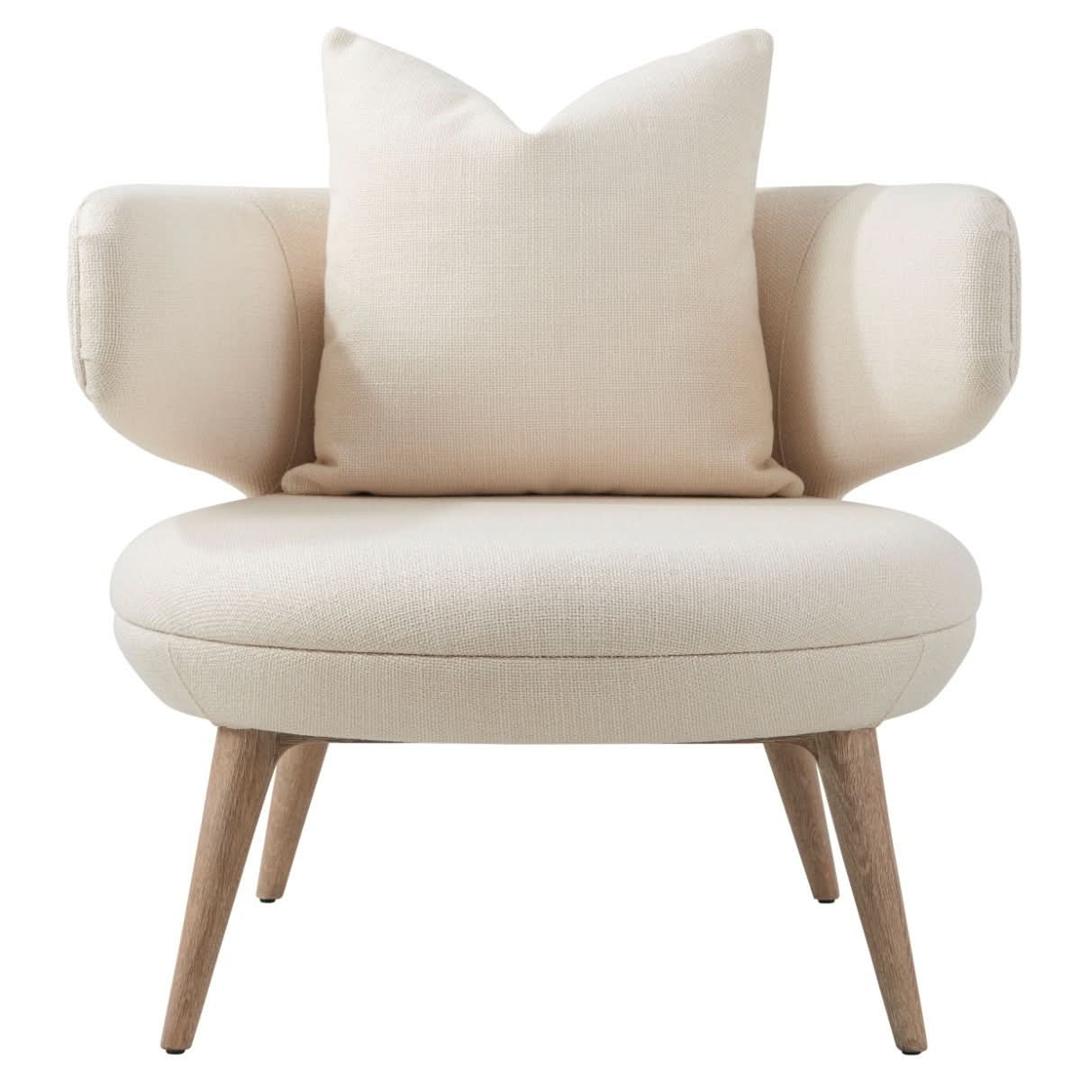 Theodore Alexander Wooden Upholstered Occasional Chair in Bermuda Ivory   Nicholas John Interiors