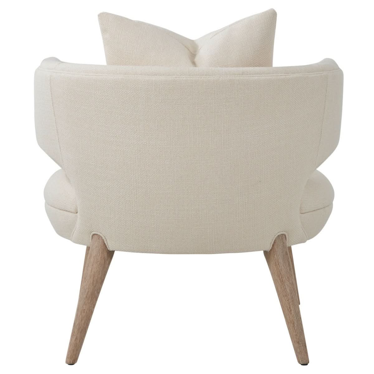 Theodore Alexander Wooden Upholstered Occasional Chair in Bermuda Ivory   Nicholas John Interiors