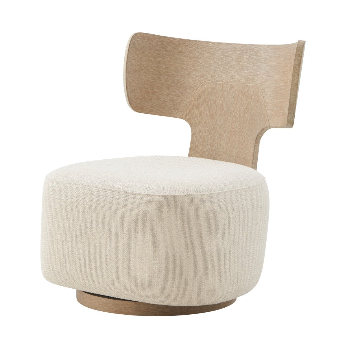 Theodore Alexander Wooden Upholstered Swivel Chair