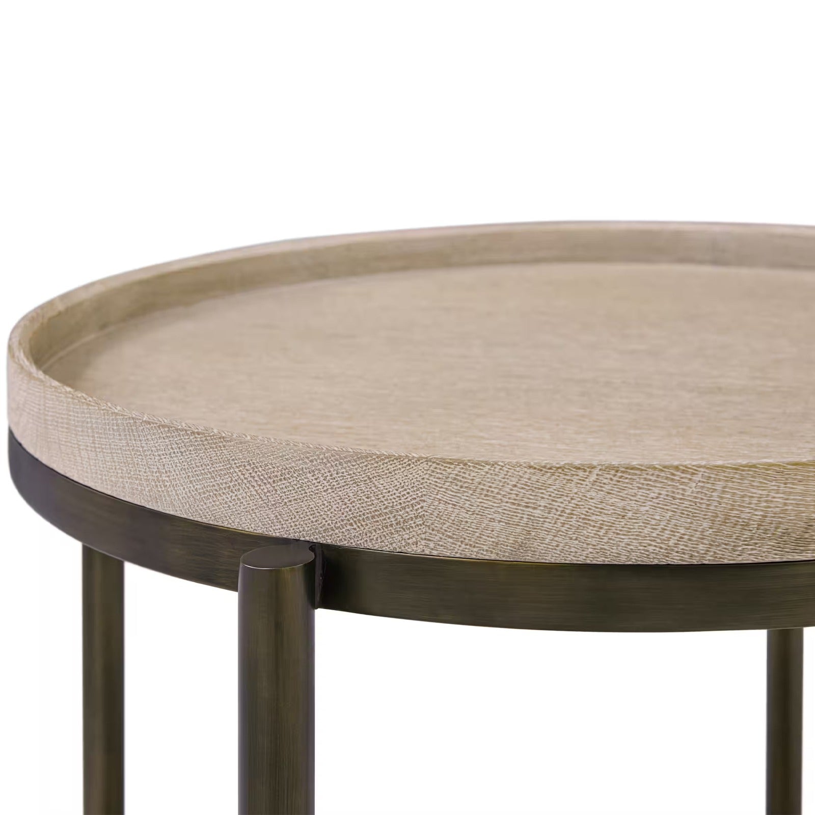 Theodore Alexander Iron Side Table Veneer Top