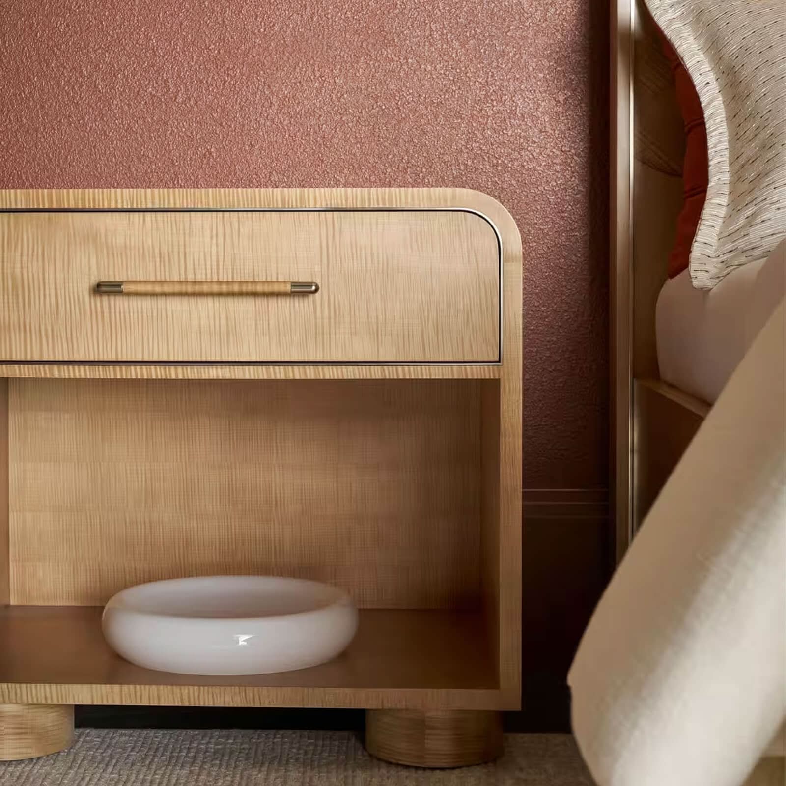 Theodore Alexander II Origins Nightstand in Sesame   Nicholas John Interiors