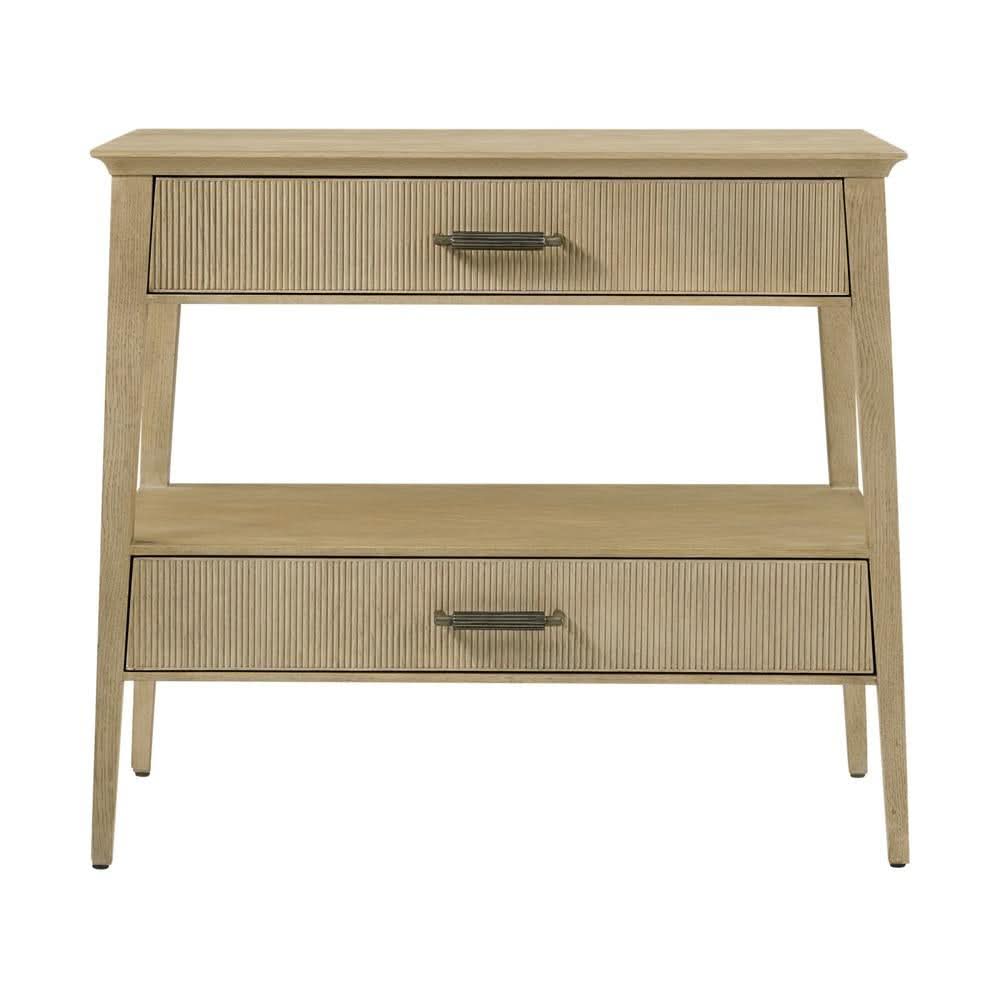 Theodore Alexander Table Balboa Wooden Bedside in Coastal Grey   Nicholas John Interiors