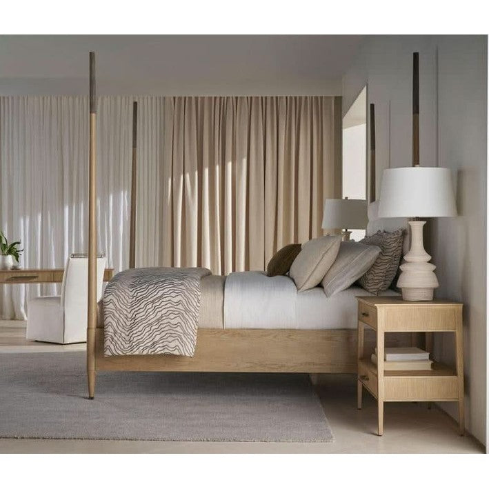 Theodore Alexander Table Balboa Wooden Bedside in Coastal Grey   Nicholas John Interiors