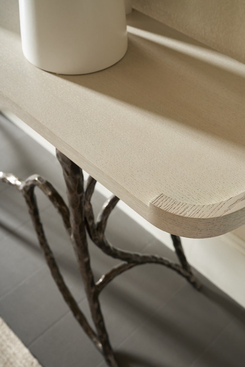 Theodore Alexander Essence Console Table in White Oak