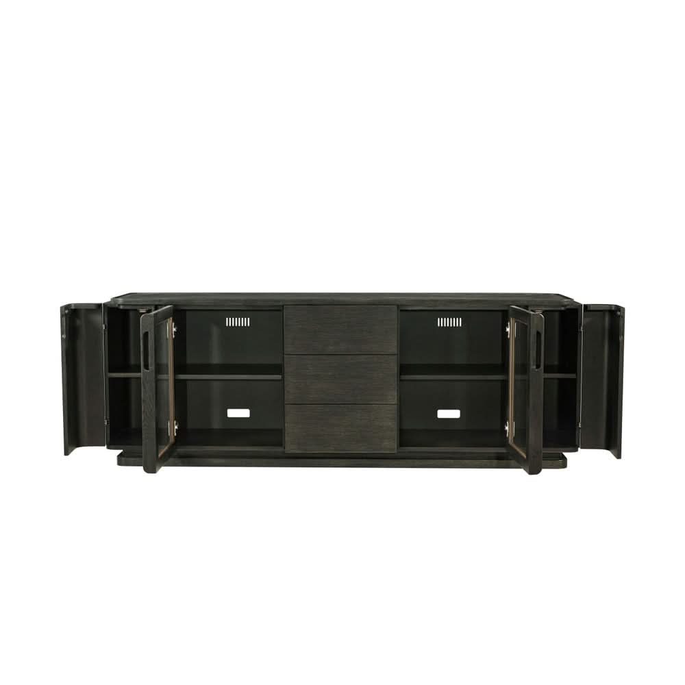 Theodore Alexander Repose Glass Door Media Console   Nicholas John Interiors