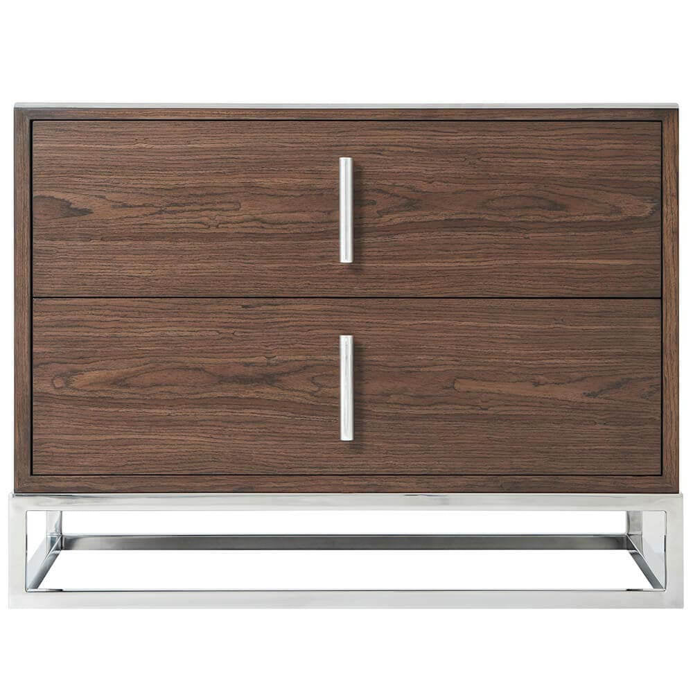 Theodore Alexander Blain Bedside Table in Macadamia & Nickel