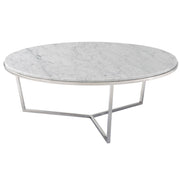 Theodore Alexander Fisher Large Round Coffee Table in Marble & Nickel