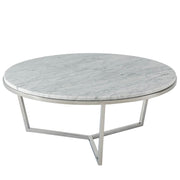 Theodore Alexander Fisher Small Round Coffee Table in Marble & Nickel