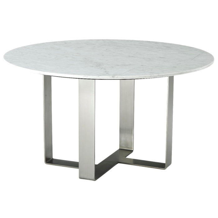 Theodore Alexander Adley Round Marble Dining Table in Gunmetal