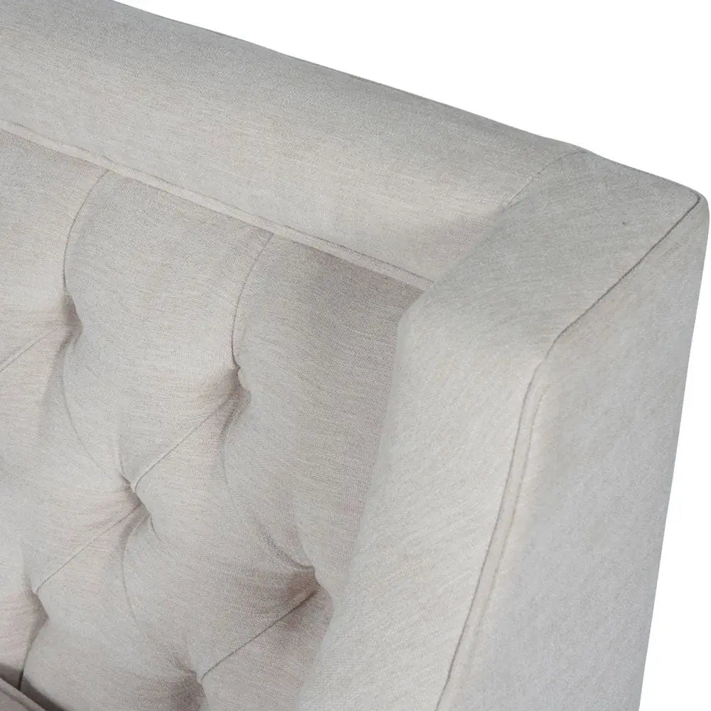 Theodorus Buttoned Armchair in Ivory Fabric Accent & Armchairs
