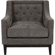 Theodorus Buttoned Armchair in Warm Grey Fabric Accent & Armchairs