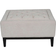 Theodorus Buttoned Stool in Ivory Fabric 