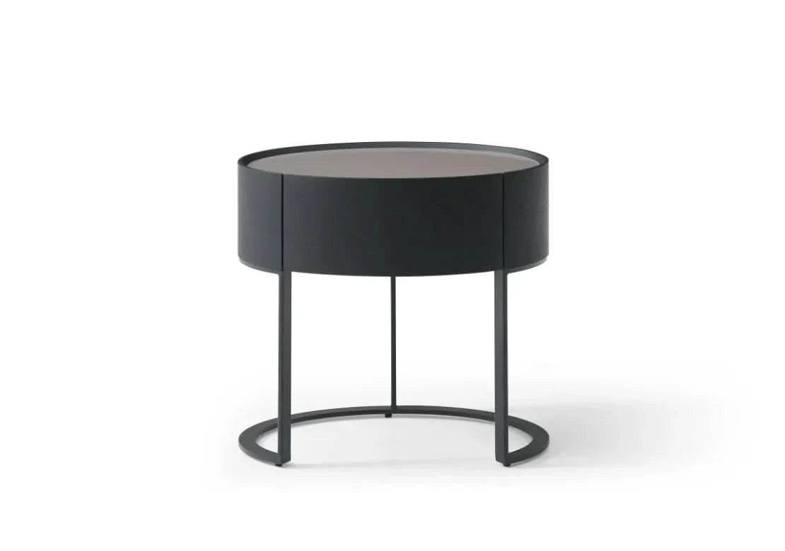 Tommy Franks Verge Bedside Table - Black Oak   Nicholas John Interiors