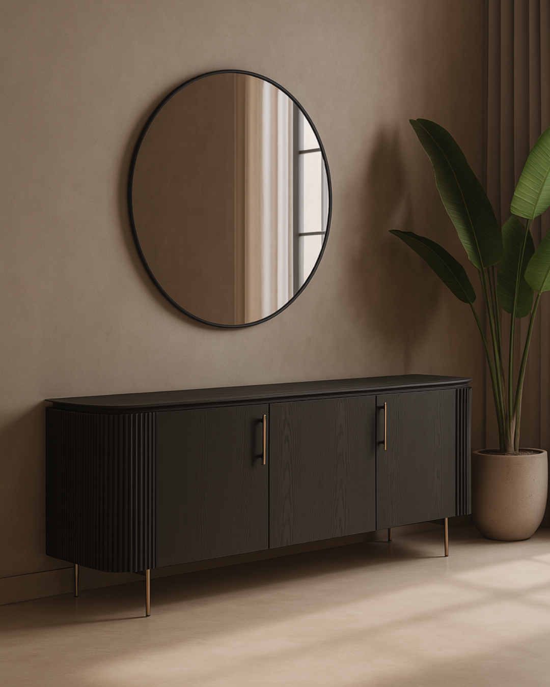 Tommy Franks Lantine Buffet in Black Oak & Brass   Nicholas John Interiors