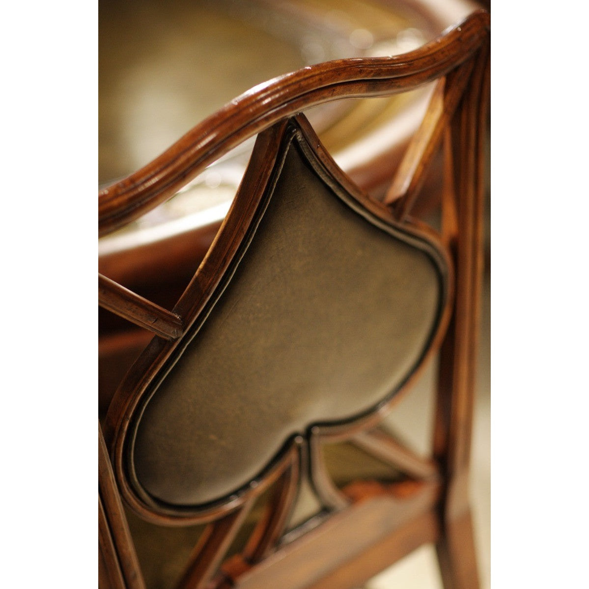 Jonathan Charles Armchair Spade Playing Card in English Green Leather